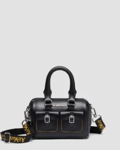 Mini Top Handle Ledertasche in Schwarz