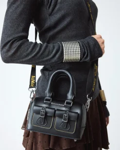 Mini Top Handle Ledertasche in Schwarz