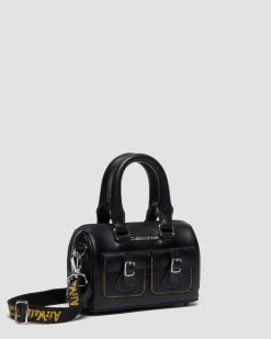 Mini Top Handle Ledertasche in Schwarz
