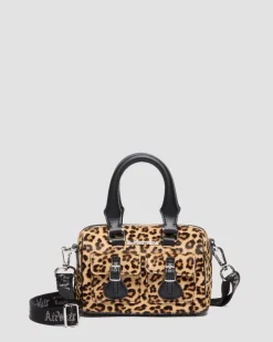Mini Top Handle Leoparden Tasche in Schwarz & Tan