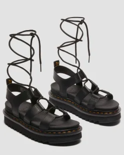 Nartilla Leder Gladiatorsandalen in Schwarz