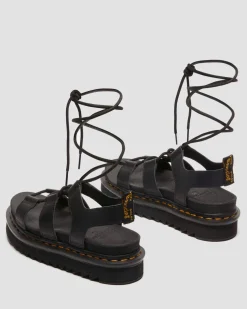 Nartilla Leder Gladiatorsandalen in Schwarz