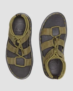 Nartilla Tumbled Nubuck Leder Gladiatorsandalen in Muted Olive