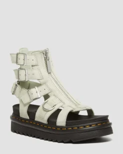 Olson Tumbled Nubuck Leder Gladiatorsandalen mit Reißverschluss in Smoked Mint