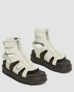 Olson Tumbled Nubuck Leder Gladiatorsandalen mit Reißverschluss in Smoked Mint