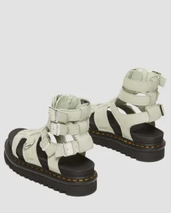 Olson Tumbled Nubuck Leder Gladiatorsandalen mit Reißverschluss in Smoked Mint