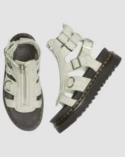 Olson Tumbled Nubuck Leder Gladiatorsandalen mit Reißverschluss in Smoked Mint