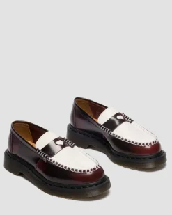 PENTON HEART ZWEIFARBIGE RUB-OFF LEDER LOAFER in Cherry Red & Weiß