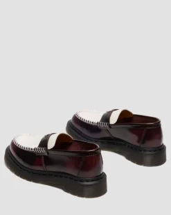 PENTON HEART ZWEIFARBIGE RUB-OFF LEDER LOAFER in Cherry Red & Weiß