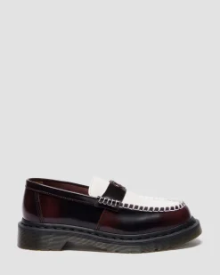 PENTON HEART ZWEIFARBIGE RUB-OFF LEDER LOAFER in Cherry Red & Weiß