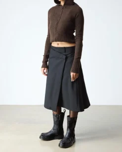 Rejena Hair On Croc Emboss Leder Stiefel in Schwarz