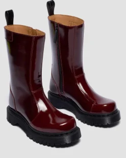 Rejena Lackleder Stiefel in Cherry Red