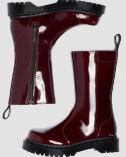 Rejena Lackleder Stiefel in Cherry Red