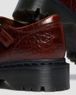 Rejena Mary Jane Croc Emboss Leder Schuhe in Braun