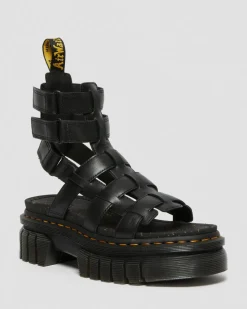 Ricki Nappa Lux Leder Gladiator Plateausandalen in Schwarz