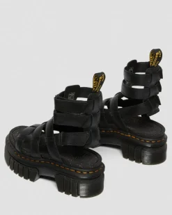 Ricki Nappa Lux Leder Gladiator Plateausandalen in Schwarz