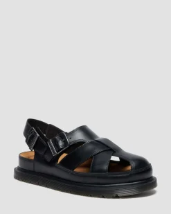 San Fisherman Leder Sandalen in Schwarz