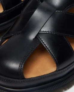 San Fisherman Leder Sandalen in Schwarz