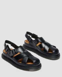 San Fisherman Leder Sandalen in Schwarz