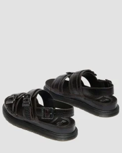 San Two Strap Croc Embossed Leder Sandalen in Dunkelbraun
