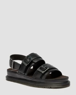 San Two Strap Leder Sandalen in Schwarz