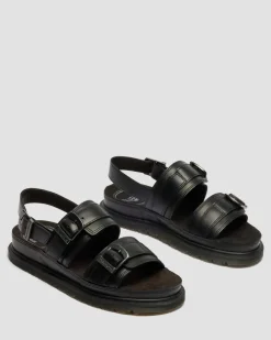 San Two Strap Leder Sandalen in Schwarz