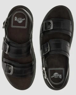 San Two Strap Leder Sandalen in Schwarz