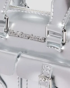 Silver Metallic Patent Lamper Mini Top Handle Tasche in Silber