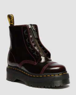 Sinclair Arcadia Leder Plateaustiefel in Cherry Red