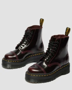 Sinclair Arcadia Leder Plateaustiefel in Cherry Red