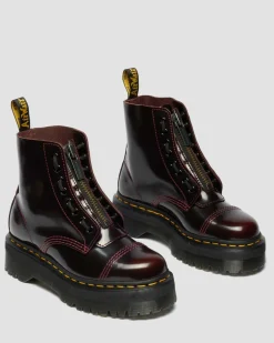 Sinclair Arcadia Leder Plateaustiefel in Cherry Red