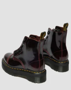 Sinclair Arcadia Leder Plateaustiefel in Cherry Red