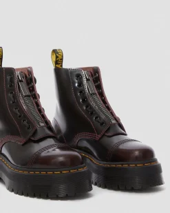 Sinclair Arcadia Leder Plateaustiefel in Cherry Red