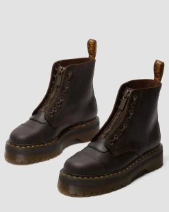 Sinclair Crazy Horse Leder Plateaustiefel in Dunkelbraun