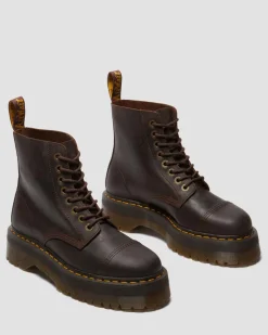 Sinclair Crazy Horse Leder Plateaustiefel in Dunkelbraun
