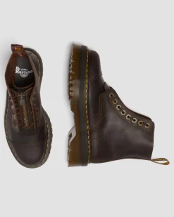 Sinclair Crazy Horse Leder Plateaustiefel in Dunkelbraun