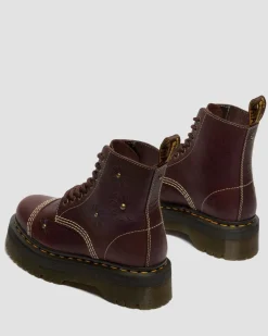Sinclair Flower Grizzly Leder Plateaustiefel in Dunkelbraun