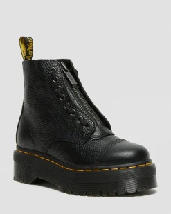 Sinclair Gemilltes Nappaleder Plateaustiefel in Schwarz