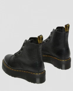 Sinclair Gemilltes Nappaleder Plateaustiefel in Schwarz