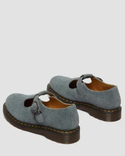 T Bar Napped Leder Schuhe in Washed Denim