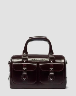 Top Handle Rub Off Vegan Leder Tasche in Cherry Red