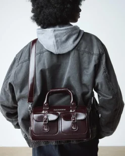 Top Handle Rub Off Vegan Leder Tasche in Cherry Red