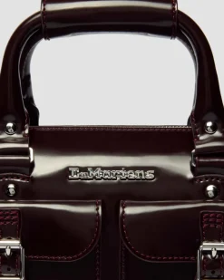 Top Handle Rub Off Vegan Leder Tasche in Cherry Red
