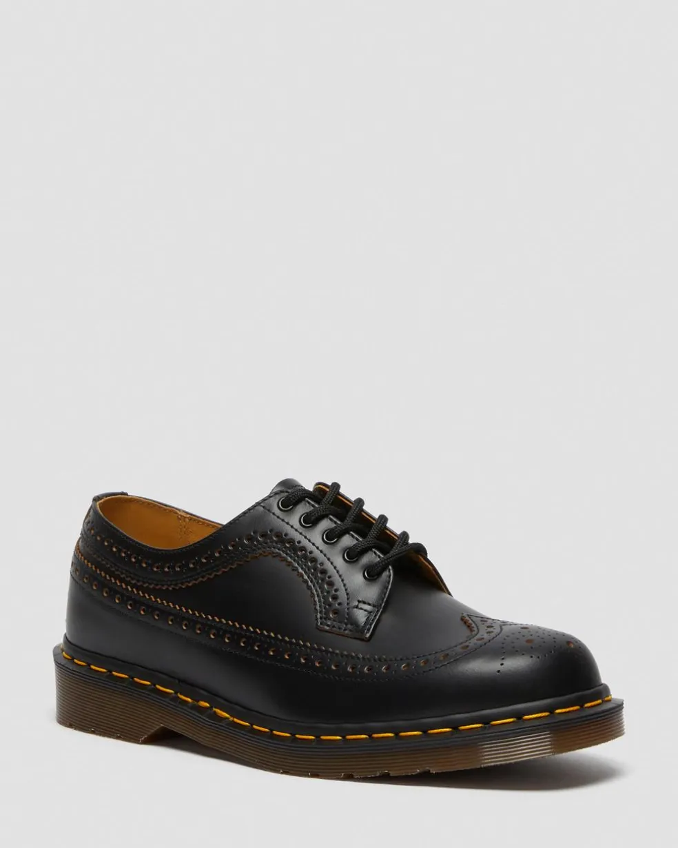 Vintage 3989 Quilon Leder Brogue Schuhe in Schwarz