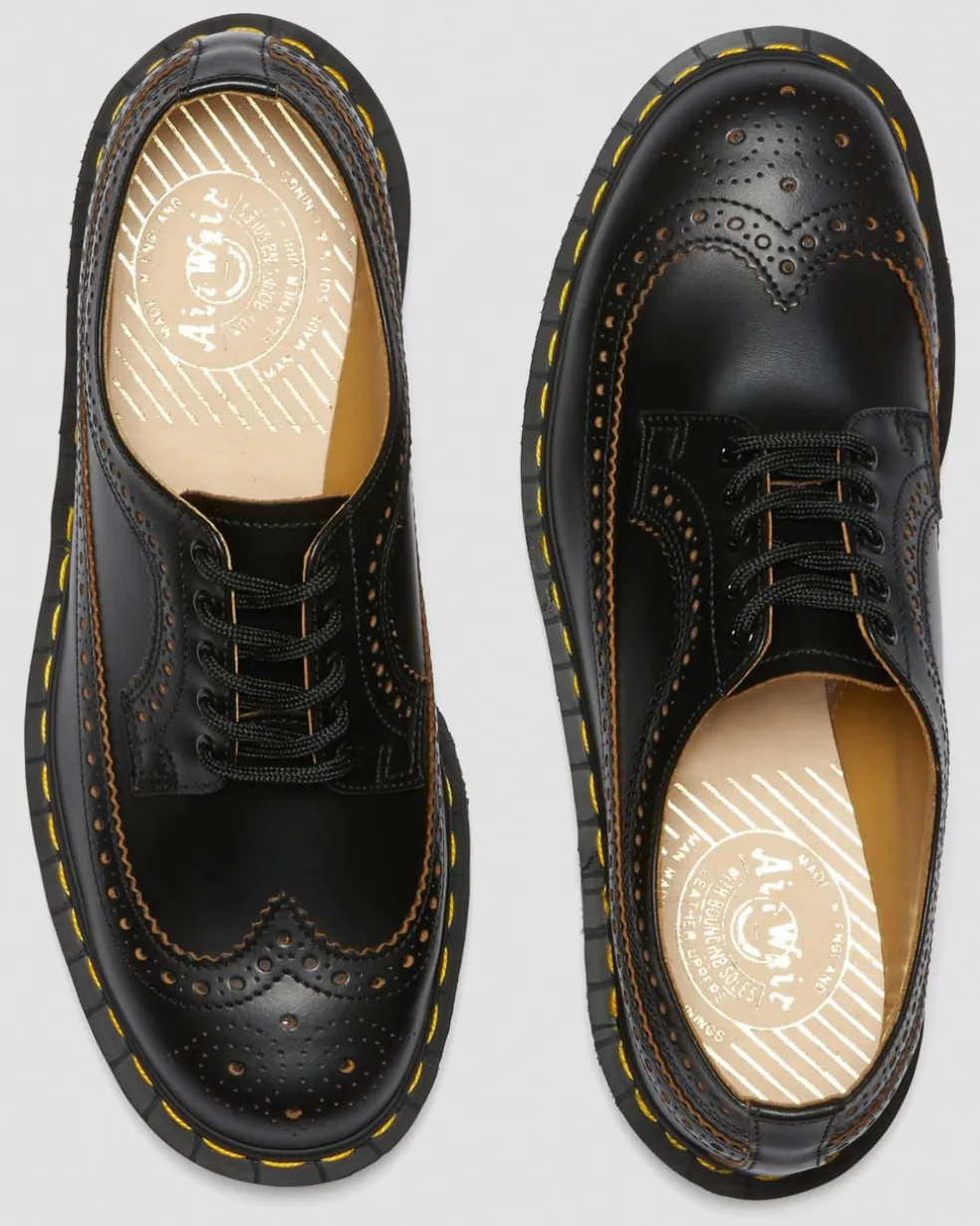 Vintage 3989 Quilon Leder Brogue Schuhe in Schwarz
