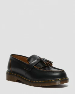 Vintage Adrian Quilon Leder Tassel Loafer in Schwarz