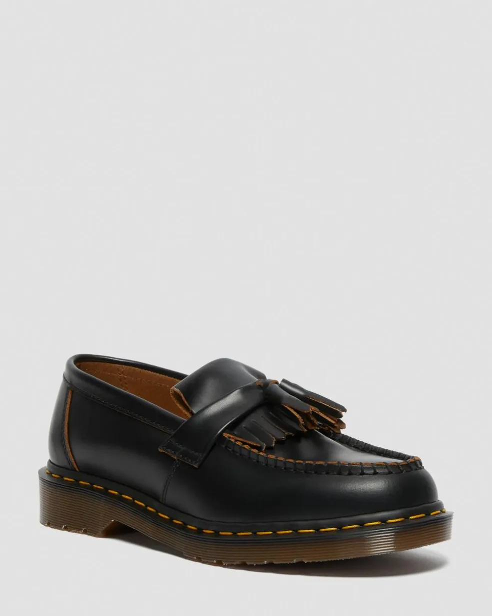 Vintage Adrian Quilon Leder Tassel Loafer in Schwarz