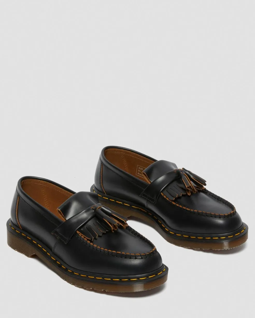 Vintage Adrian Quilon Leder Tassel Loafer in Schwarz