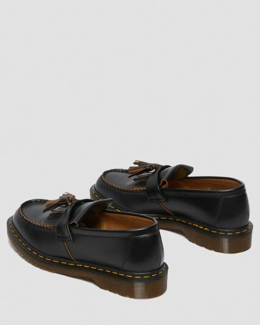 Vintage Adrian Quilon Leder Tassel Loafer in Schwarz