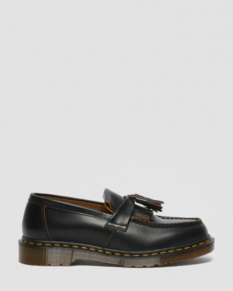Vintage Adrian Quilon Leder Tassel Loafer in Schwarz